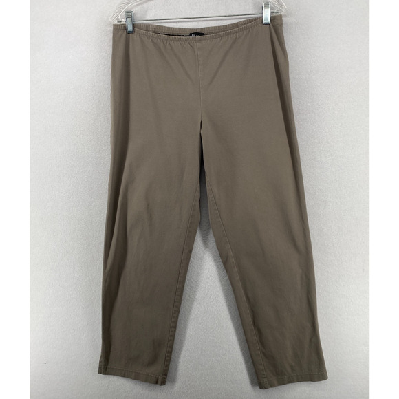 EILEEN FISHER Pants S Stretch Organic Cotton Twill Tapered Ankle Side Zip Gray - Picture 1 of 15